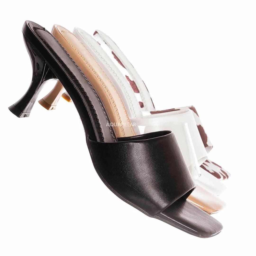 Anne Michelle Align03 Square Toe Slide In Mule - Women High Heel Slipper Cow Vinyl New