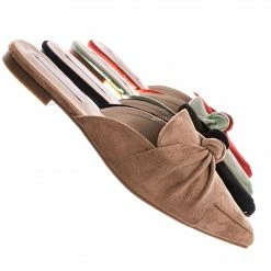 Forever Link Mules11 Knotted Pointed Toe Slides - Women's Slide In Close Toe Slipper New