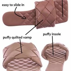 Forever Link Padded18 Wide Woven Slide Sandal - Womens Elongated Open Square Toe Slipper Mule New