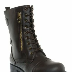 Forever Link New Mountain81 Grungy Lace Up Combat Boots - Men Womens Calf High Shoe