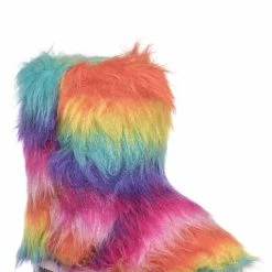 Bamboo Alice11KA Toddler Fluffy Faux Fur Mukluk - Baby Girl Rainbow Winter Slipper Boot New