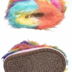 Bamboo Alice11KA Toddler Fluffy Faux Fur Mukluk - Baby Girl Rainbow Winter Slipper Boot New
