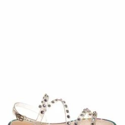 Bamboo Alison01 Lucite Rhinestone Jelly Sandal - Punk Rock Gladiator Rainbow Flats