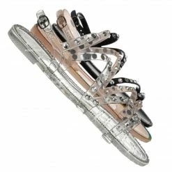 Bamboo Alison01 Lucite Rhinestone Jelly Sandal - Punk Rock Gladiator Rainbow Flats