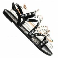 Bamboo Alison01 Lucite Rhinestone Jelly Sandal - Punk Rock Gladiator Rainbow Flats