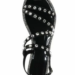 Bamboo Alison01 Lucite Rhinestone Jelly Sandal - Punk Rock Gladiator Rainbow Flats