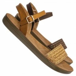 Bamboo Amaya01JP Woven Ankle Strap Flat Sandal - Women Flexible Contour Molded Outsole