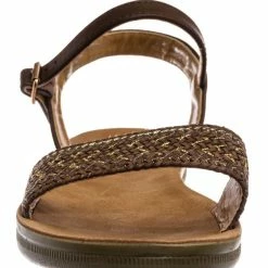 Bamboo Amaya01JP Woven Ankle Strap Flat Sandal - Women Flexible Contour Molded Outsole