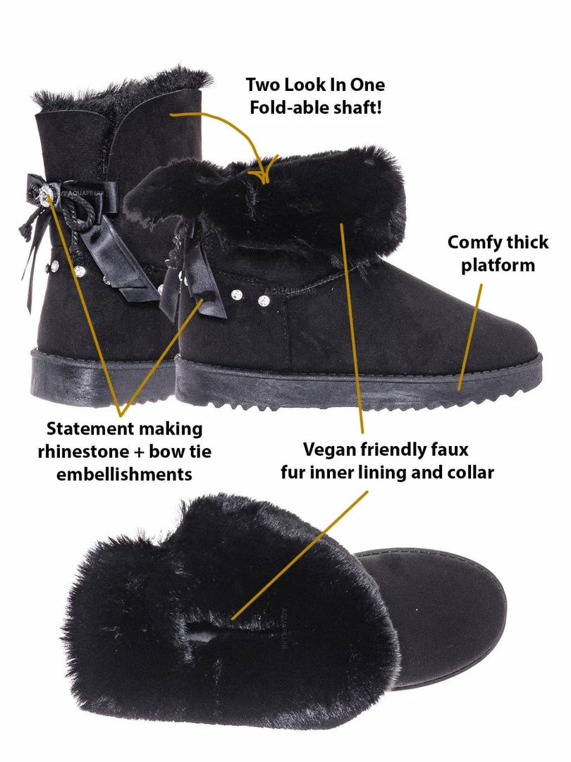 Bamboo New Annie16K Children Moccossin Mukluk Slipper Boots W Rhinestone Embellishment