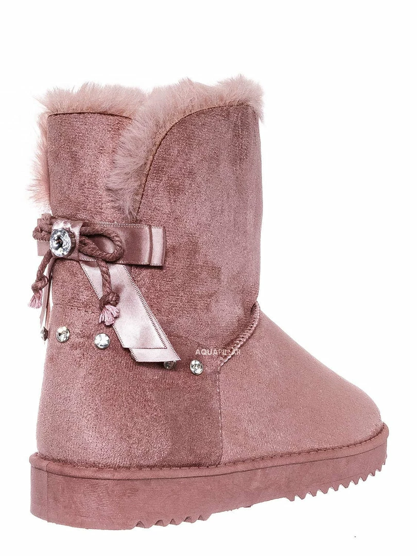 Bamboo New Annie16K Children Moccossin Mukluk Slipper Boots W Rhinestone Embellishment