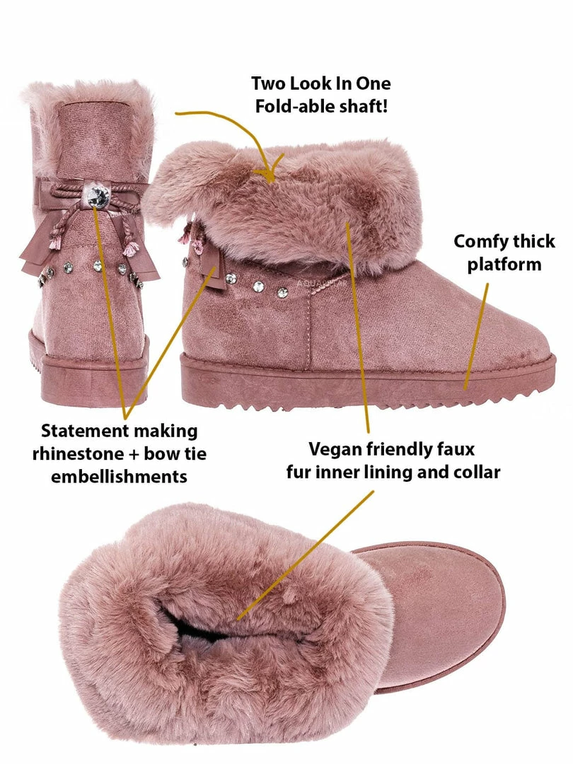 Bamboo New Annie16K Children Moccossin Mukluk Slipper Boots W Rhinestone Embellishment
