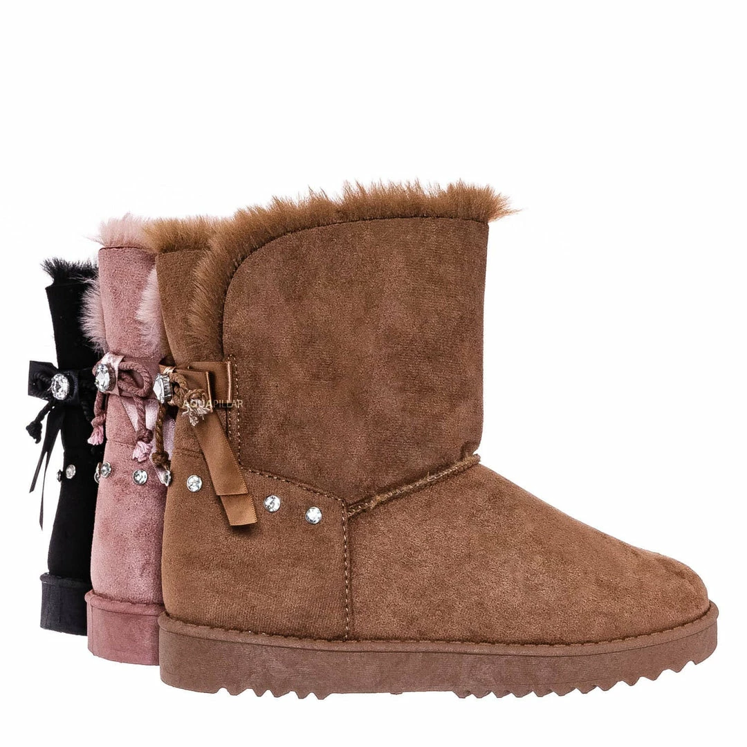 Bamboo New Annie16K Children Moccossin Mukluk Slipper Boots W Rhinestone Embellishment