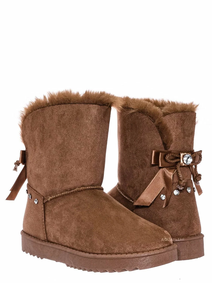 Bamboo New Annie16K Children Moccossin Mukluk Slipper Boots W Rhinestone Embellishment