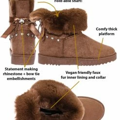 Bamboo New Annie16K Children Moccossin Mukluk Slipper Boots W Rhinestone Embellishment