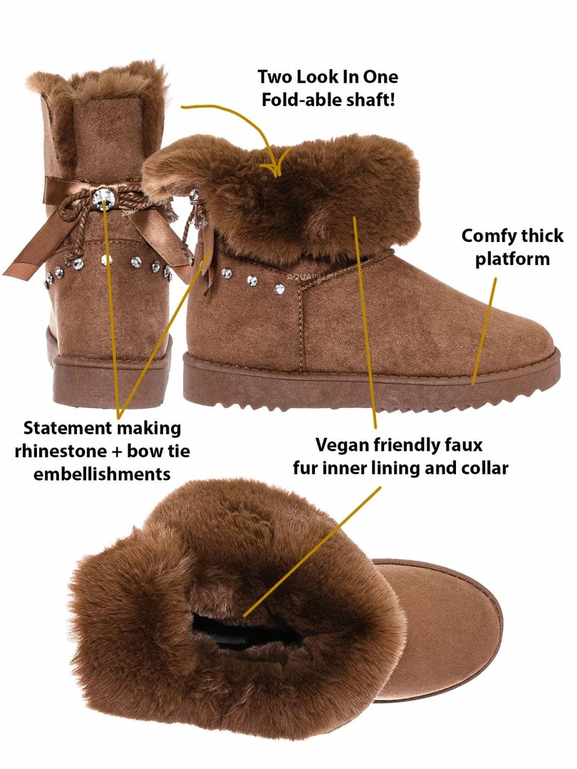 Bamboo New Annie16K Children Moccossin Mukluk Slipper Boots W Rhinestone Embellishment