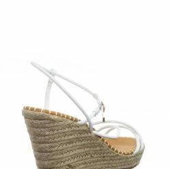 Bamboo New Announce03 Thin Strap Espadrille Wedge -Women Woven Platform Barely There Sandal