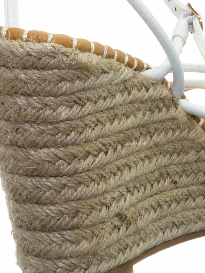 Bamboo New Announce03 Thin Strap Espadrille Wedge -Women Woven Platform Barely There Sandal