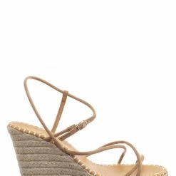 Bamboo New Announce03 Thin Strap Espadrille Wedge -Women Woven Platform Barely There Sandal