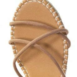 Bamboo New Announce03 Thin Strap Espadrille Wedge -Women Woven Platform Barely There Sandal