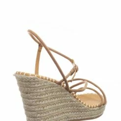 Bamboo New Announce03 Thin Strap Espadrille Wedge -Women Woven Platform Barely There Sandal