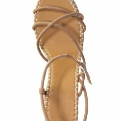 Bamboo New Announce03 Thin Strap Espadrille Wedge -Women Woven Platform Barely There Sandal