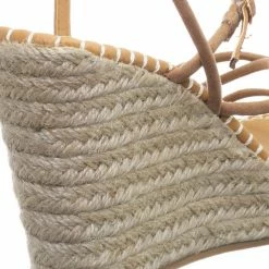 Bamboo New Announce03 Thin Strap Espadrille Wedge -Women Woven Platform Barely There Sandal