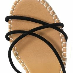 Bamboo New Announce03 Thin Strap Espadrille Wedge -Women Woven Platform Barely There Sandal