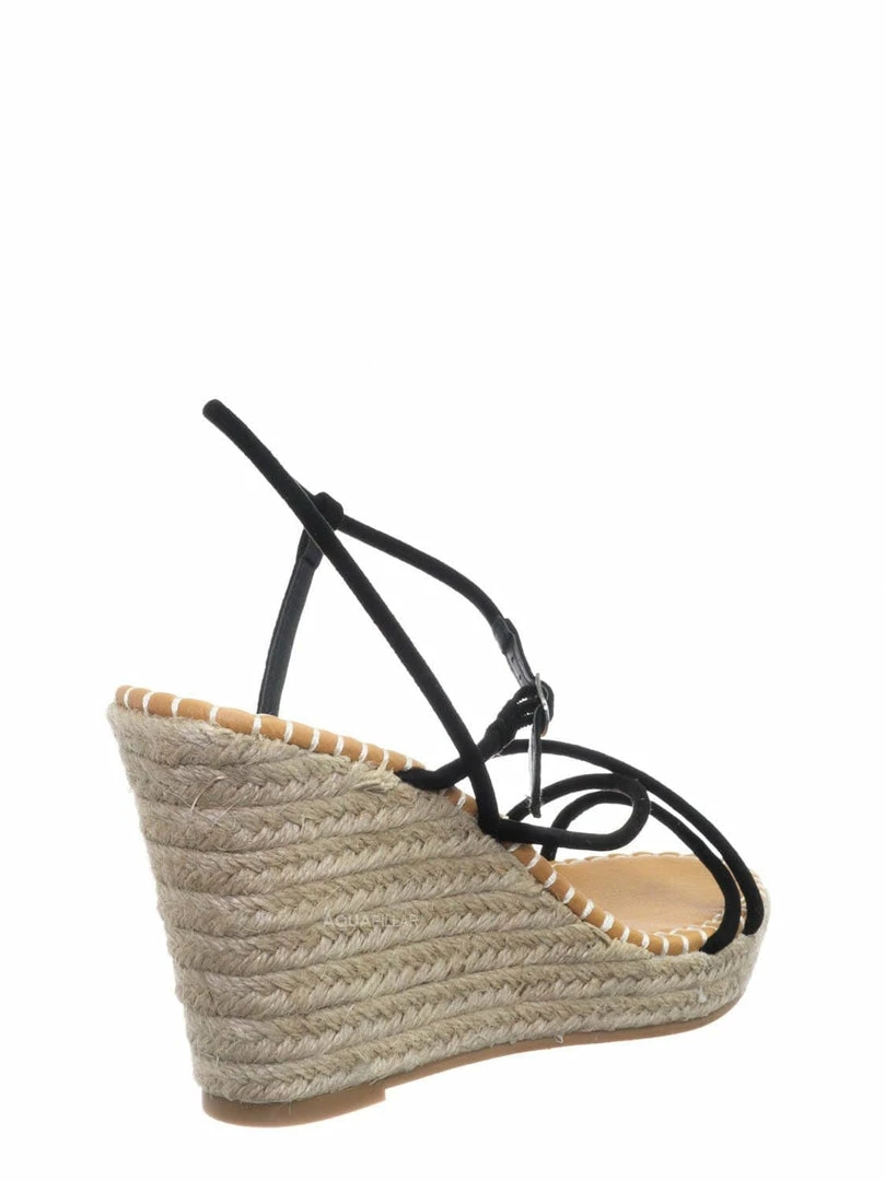 Bamboo New Announce03 Thin Strap Espadrille Wedge -Women Woven Platform Barely There Sandal
