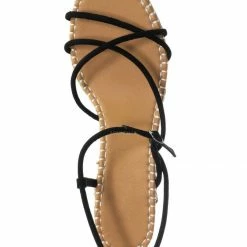 Bamboo New Announce03 Thin Strap Espadrille Wedge -Women Woven Platform Barely There Sandal