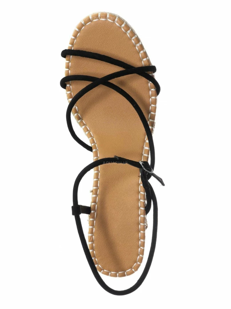 Bamboo New Announce03 Thin Strap Espadrille Wedge -Women Woven Platform Barely There Sandal