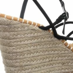 Bamboo New Announce03 Thin Strap Espadrille Wedge -Women Woven Platform Barely There Sandal