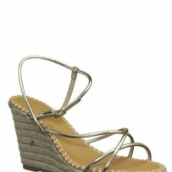 Bamboo New Announce03 Thin Strap Espadrille Wedge -Women Woven Platform Barely There Sandal