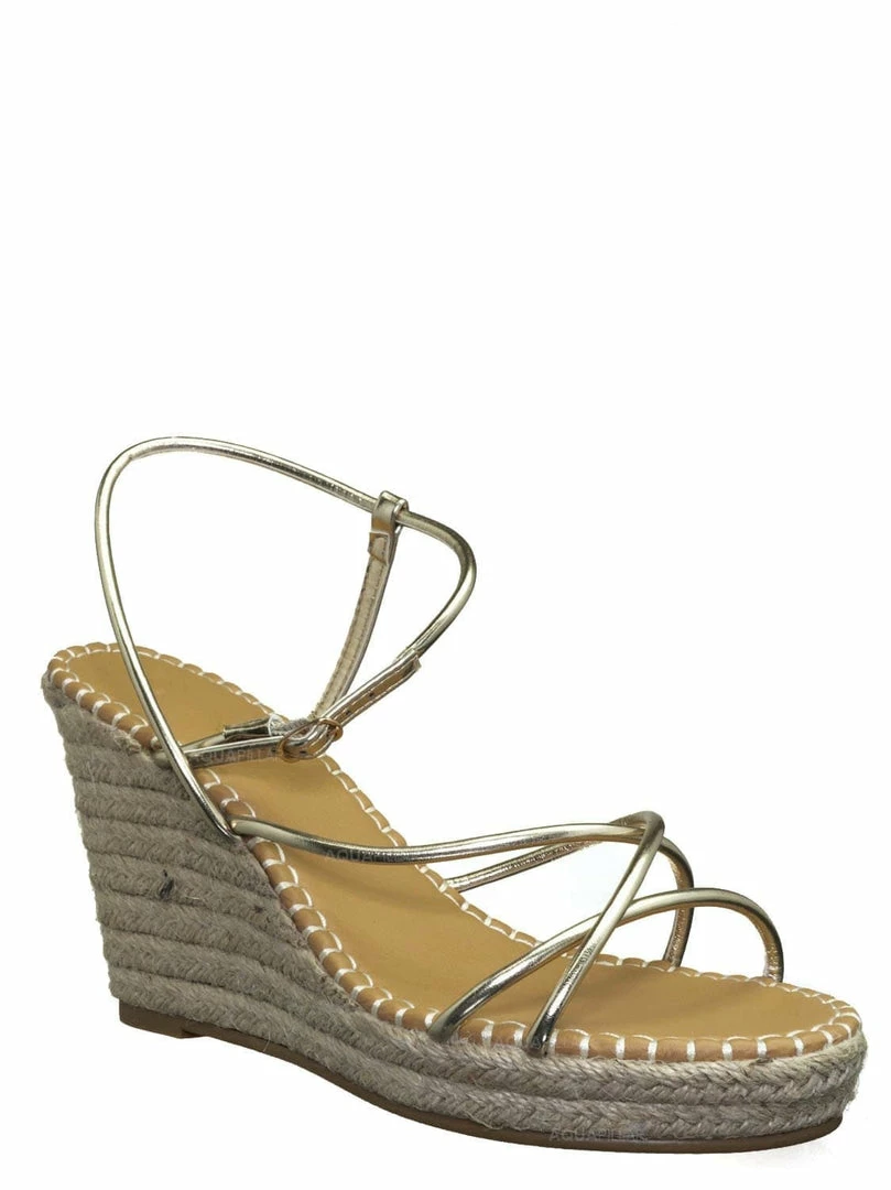 Bamboo New Announce03 Thin Strap Espadrille Wedge -Women Woven Platform Barely There Sandal