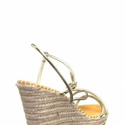 Bamboo New Announce03 Thin Strap Espadrille Wedge -Women Woven Platform Barely There Sandal