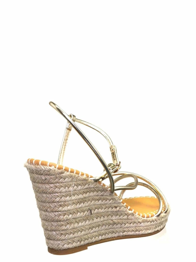 Bamboo New Announce03 Thin Strap Espadrille Wedge -Women Woven Platform Barely There Sandal