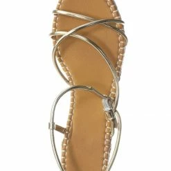 Bamboo New Announce03 Thin Strap Espadrille Wedge -Women Woven Platform Barely There Sandal