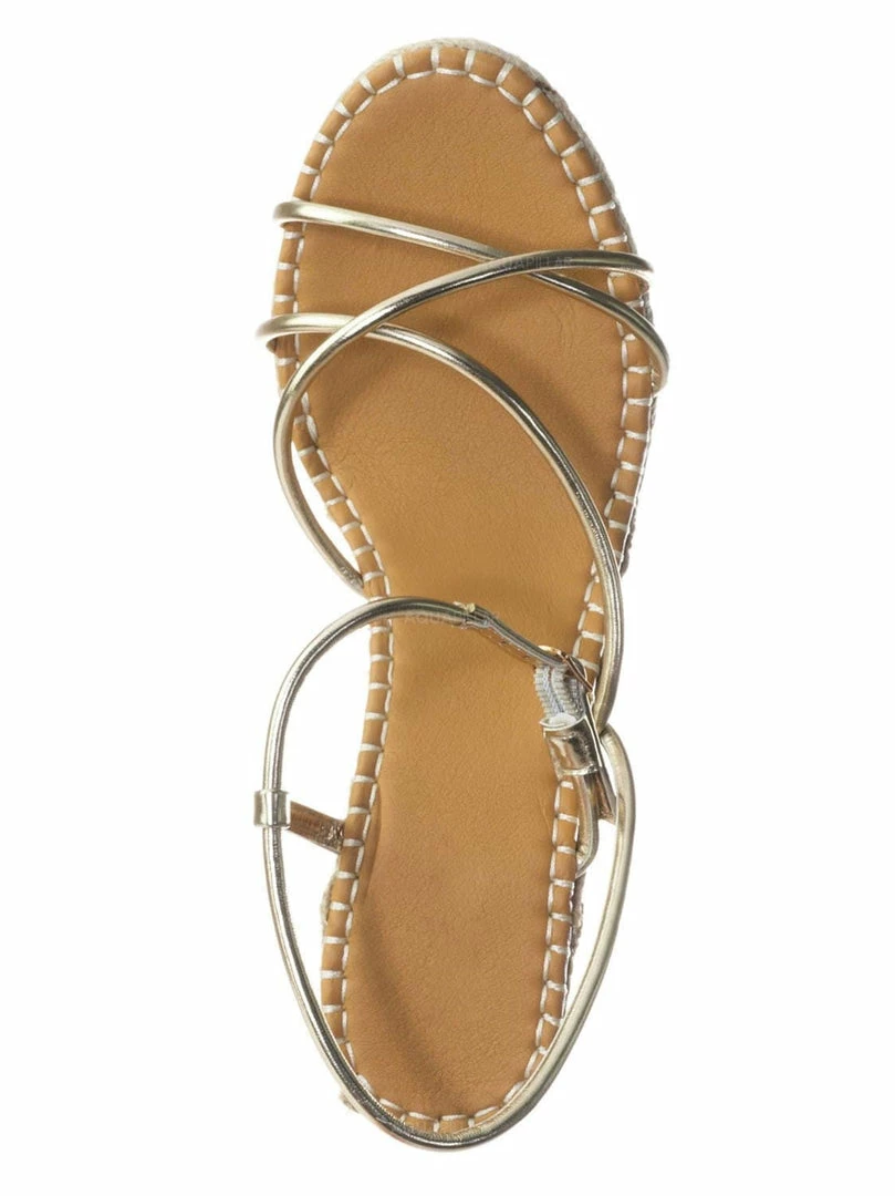 Bamboo New Announce03 Thin Strap Espadrille Wedge -Women Woven Platform Barely There Sandal