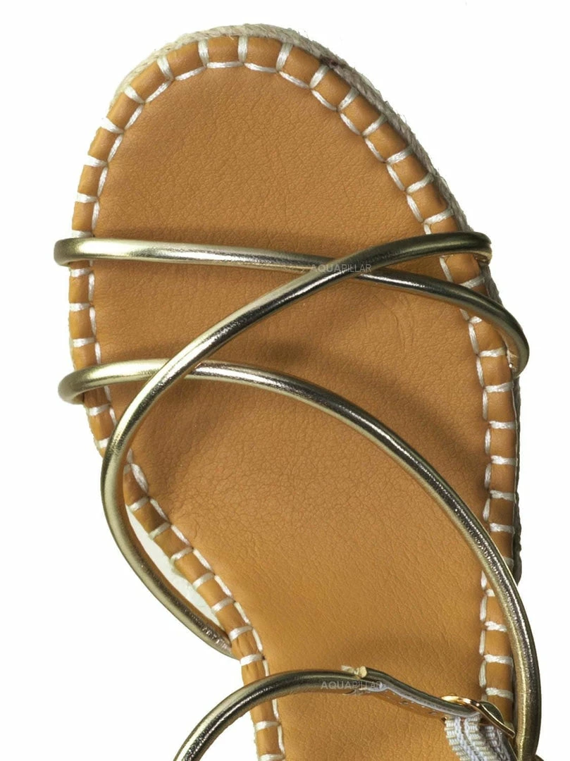 Bamboo New Announce03 Thin Strap Espadrille Wedge -Women Woven Platform Barely There Sandal