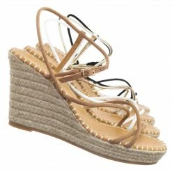 Bamboo New Announce03 Thin Strap Espadrille Wedge -Women Woven Platform Barely There Sandal