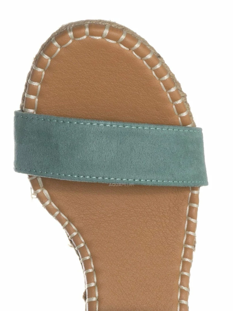 Bamboo New Announce04 Espadrille Platform Wedge Sandal - Women Elastic Ankle Strap Heel