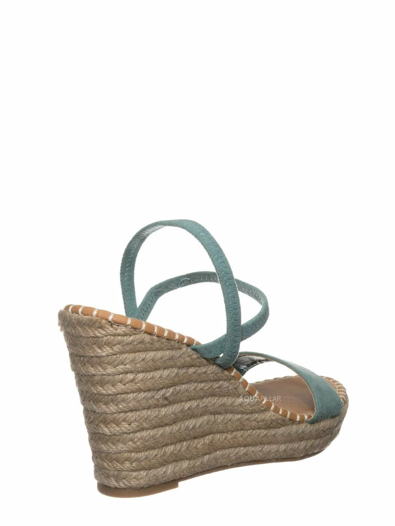 Bamboo New Announce04 Espadrille Platform Wedge Sandal - Women Elastic Ankle Strap Heel
