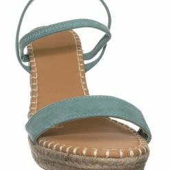 Bamboo New Announce04 Espadrille Platform Wedge Sandal - Women Elastic Ankle Strap Heel