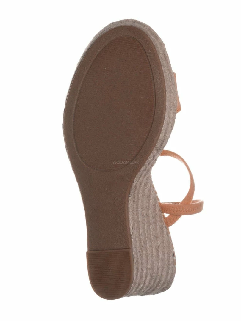 Bamboo New Announce04 Espadrille Platform Wedge Sandal - Women Elastic Ankle Strap Heel