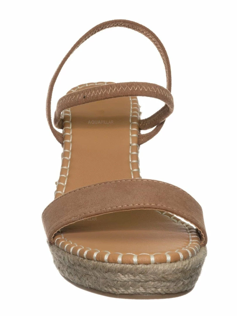 Bamboo New Announce04 Espadrille Platform Wedge Sandal - Women Elastic Ankle Strap Heel