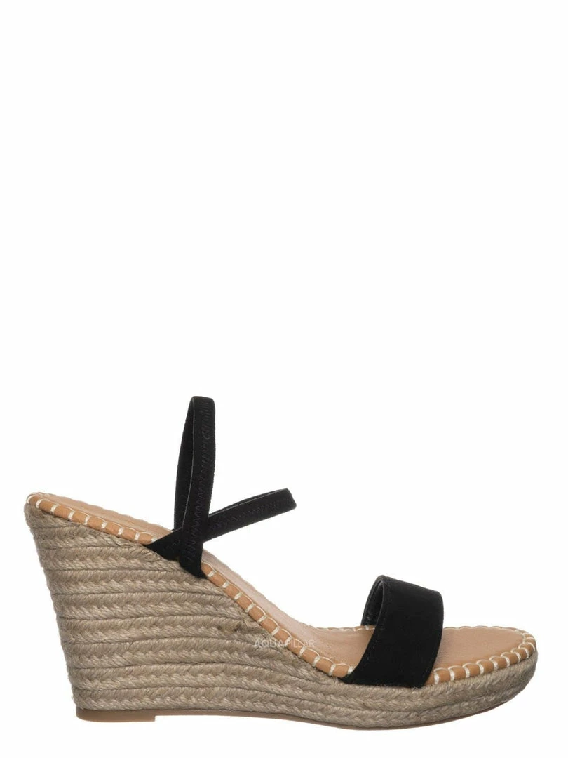 Bamboo New Announce04 Espadrille Platform Wedge Sandal - Women Elastic Ankle Strap Heel