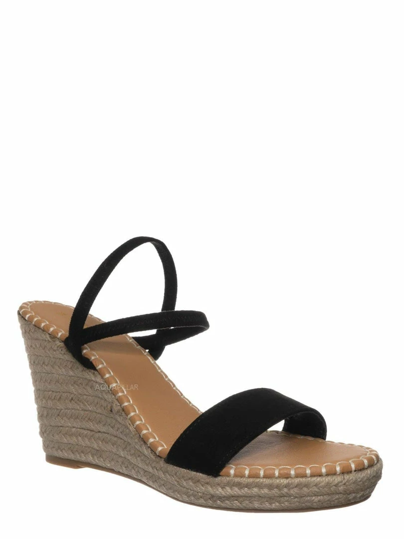 Bamboo New Announce04 Espadrille Platform Wedge Sandal - Women Elastic Ankle Strap Heel