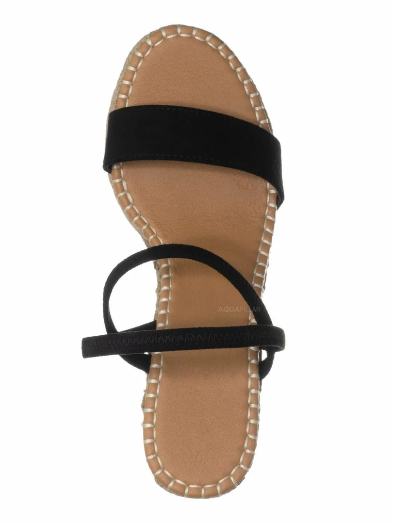 Bamboo New Announce04 Espadrille Platform Wedge Sandal - Women Elastic Ankle Strap Heel