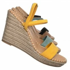 Bamboo New Announce04 Espadrille Platform Wedge Sandal - Women Elastic Ankle Strap Heel