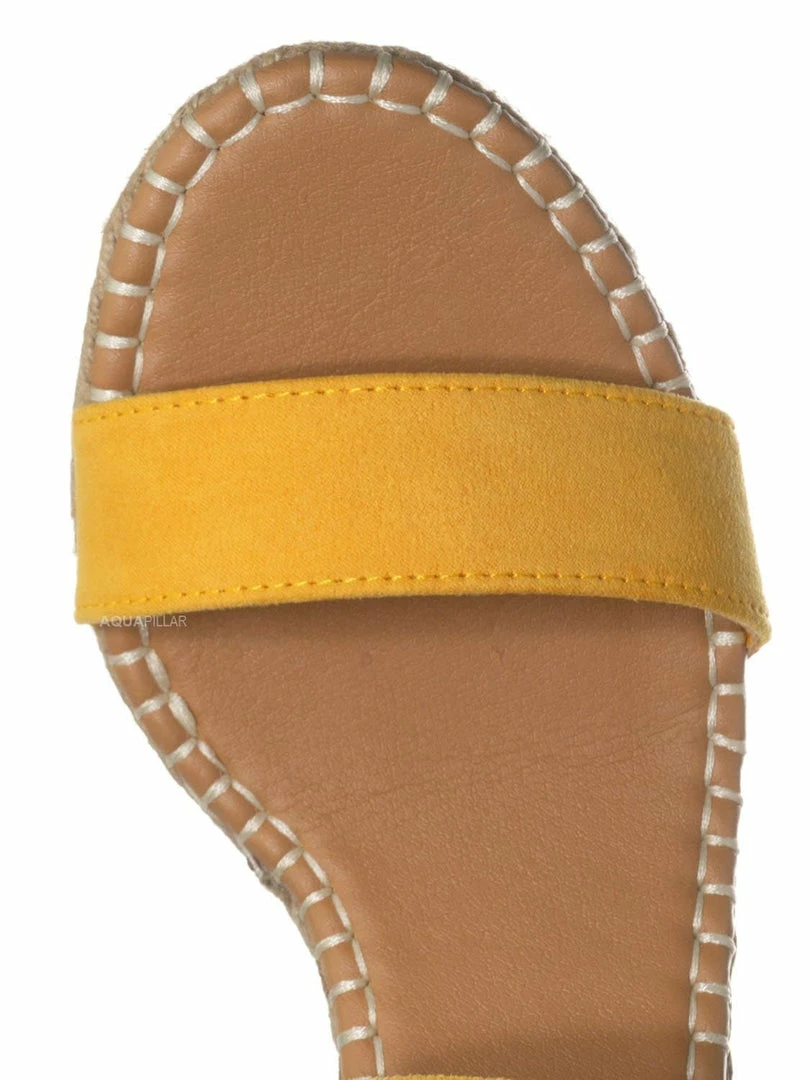 Bamboo New Announce04 Espadrille Platform Wedge Sandal - Women Elastic Ankle Strap Heel