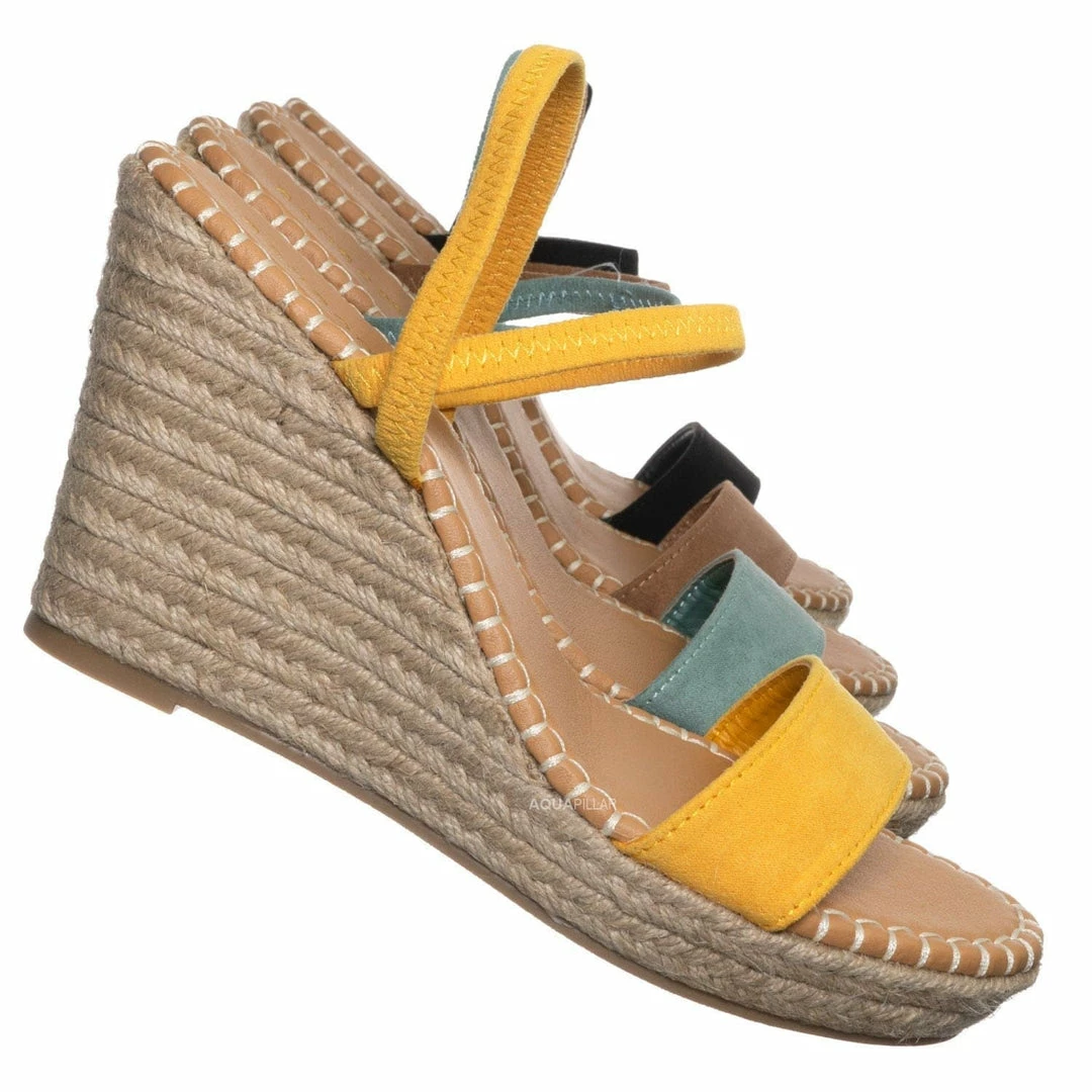 Bamboo New Announce04 Espadrille Platform Wedge Sandal - Women Elastic Ankle Strap Heel